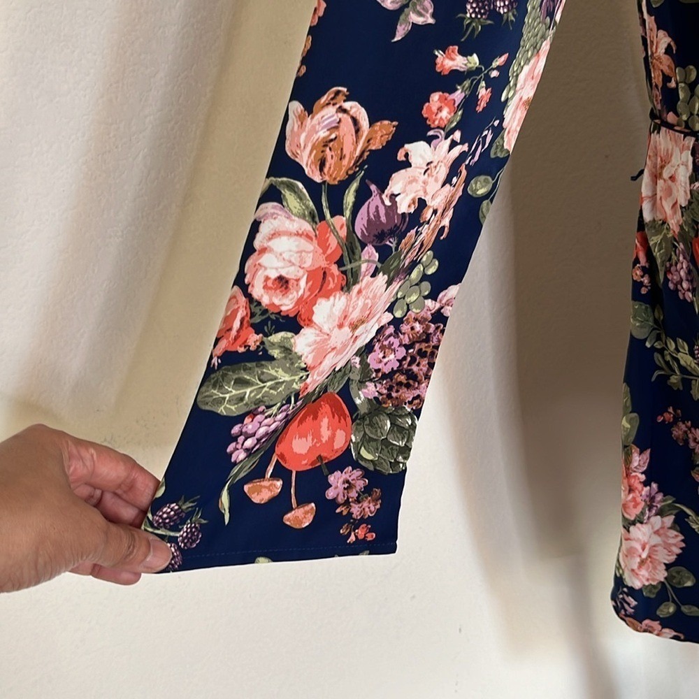Abercrombie & Fitch Floral Asymmetric Hem Midi Dress Wedding Guest sz XL NWOT - Picture 6 of 13